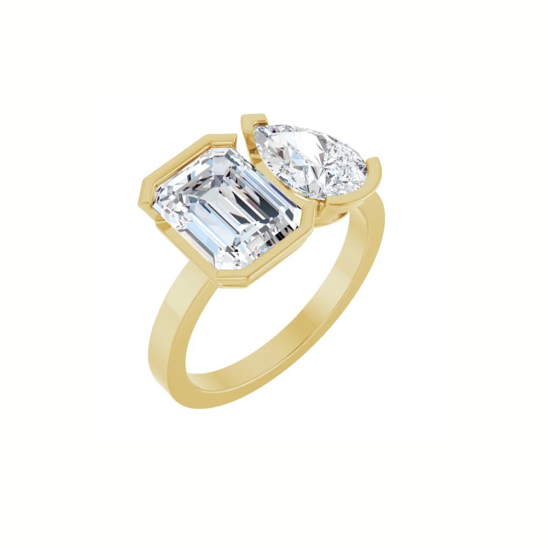Emerald &amp; Pear Duo Engagement Ring
