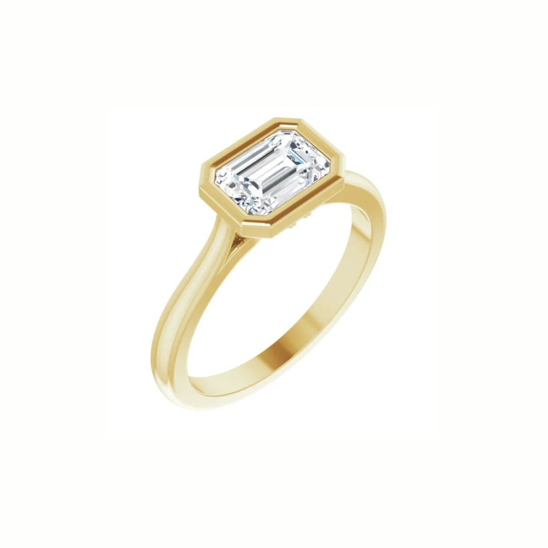 Bezel-Set Emerald Engagement Ring