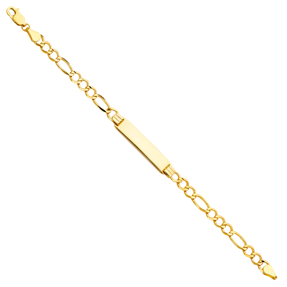 14K Figaro Baby ID Bracelet - 4mm