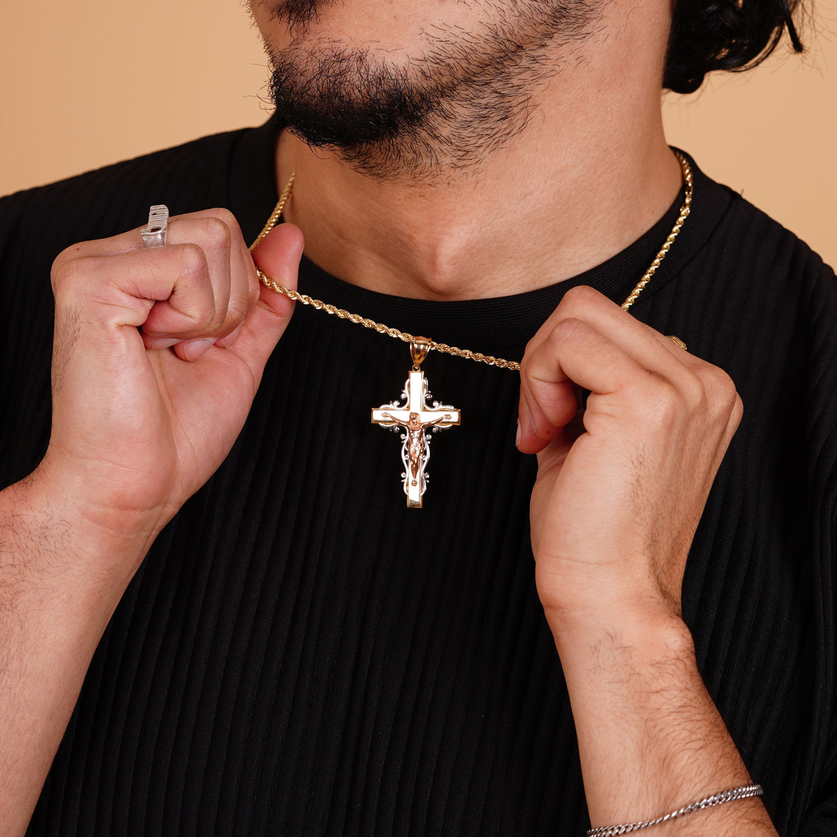 14K 3-Tone Cross