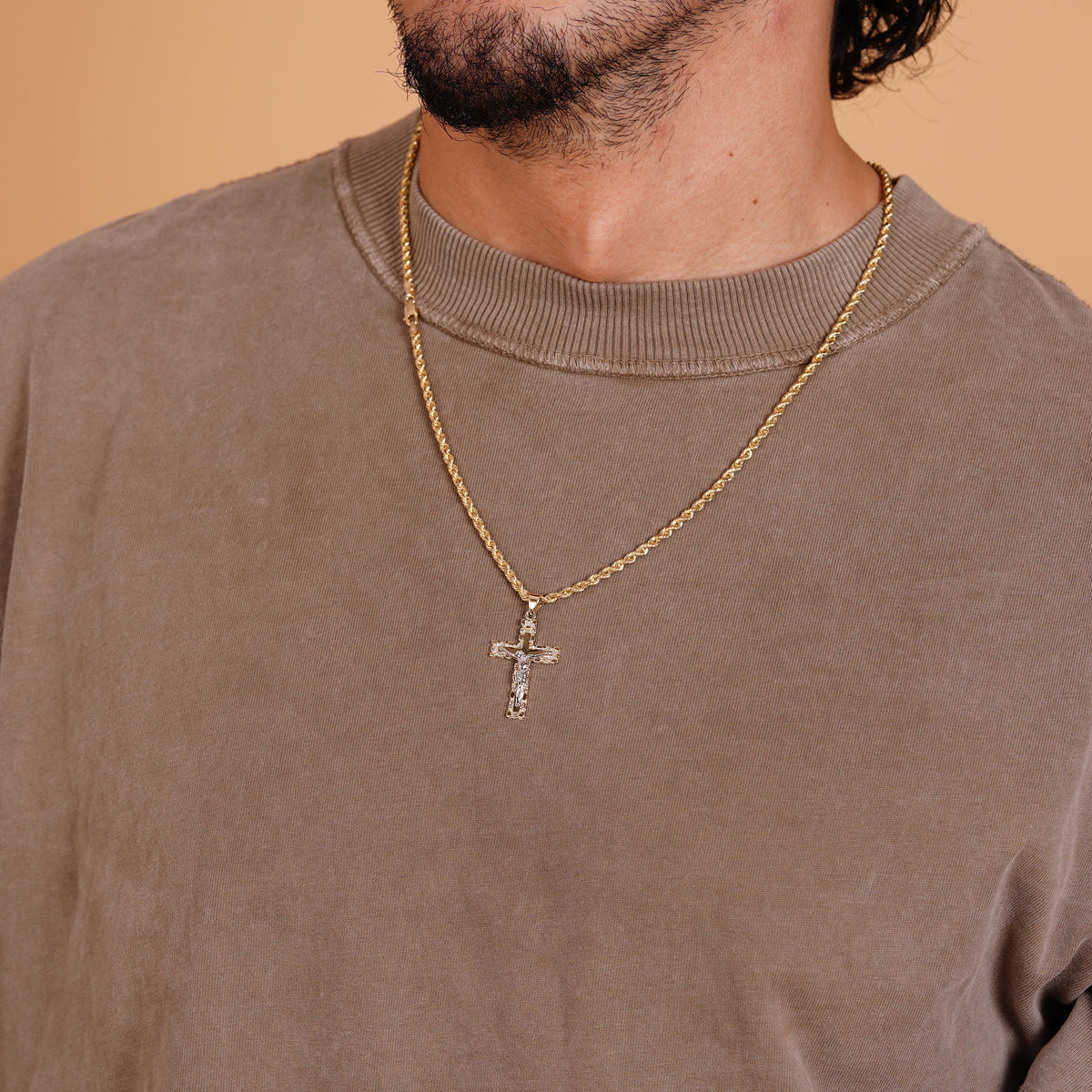 14K Nugget Crucifix