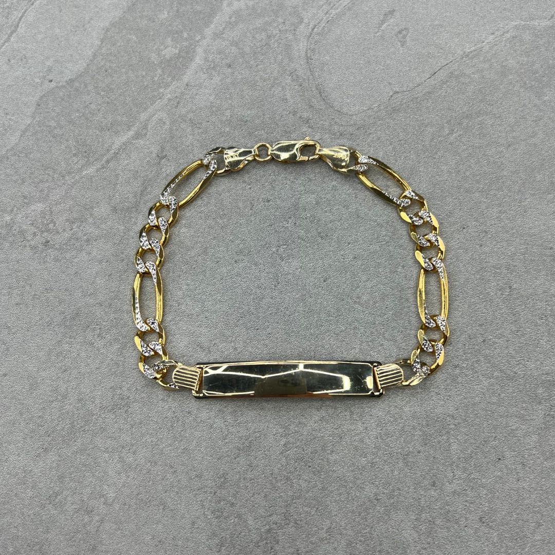 Figaro Pave ID Bracelet ( engrave-able )