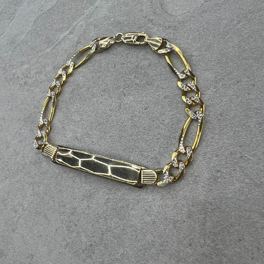 Figaro Pave ID Bracelet ( engrave-able )
