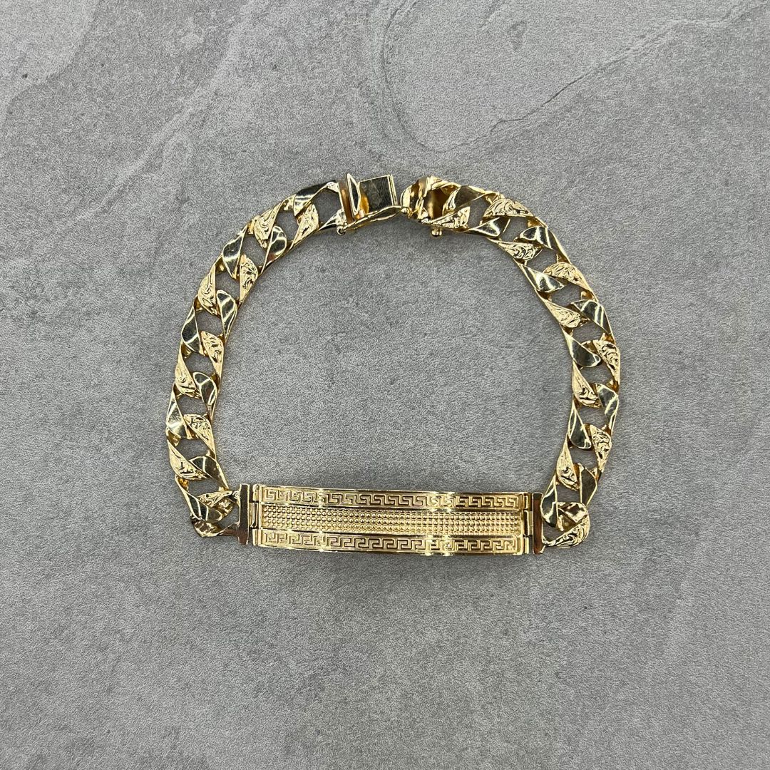 Greek Frame ID Cuban Bracelet