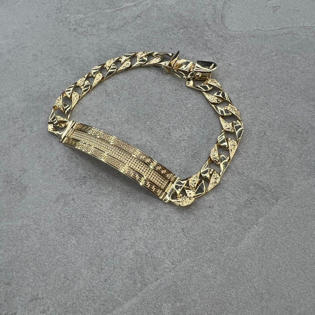 Greek Frame ID Cuban Bracelet