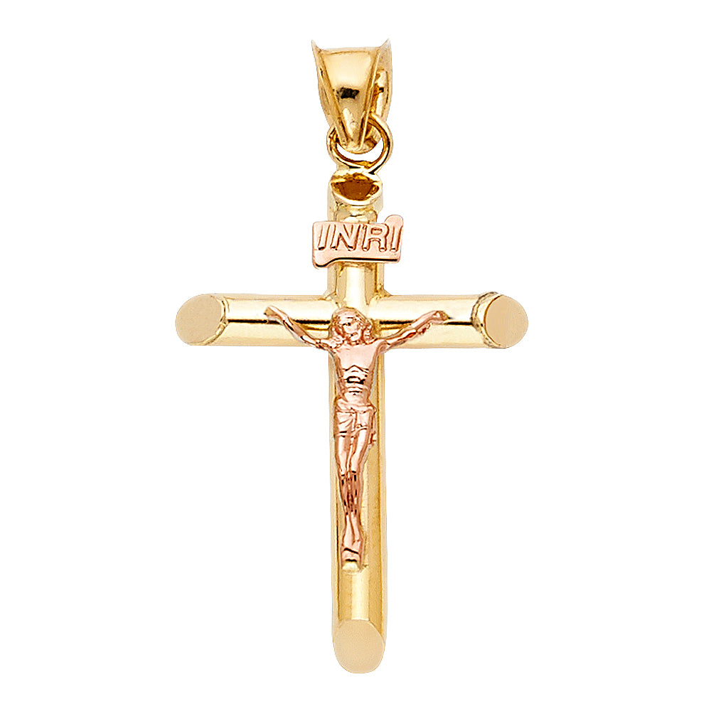 14K 2-Tone Crucifix Pendant