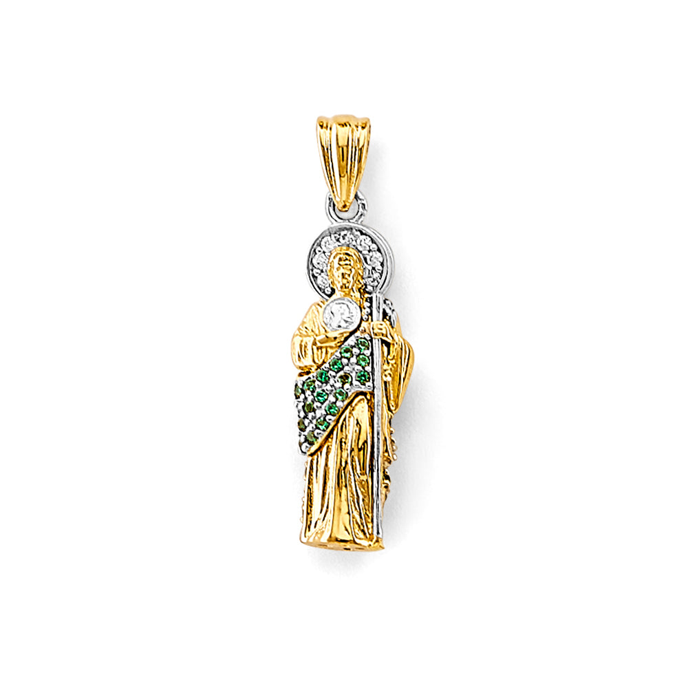 14K Micro CZ St.Jude 3D Pendant