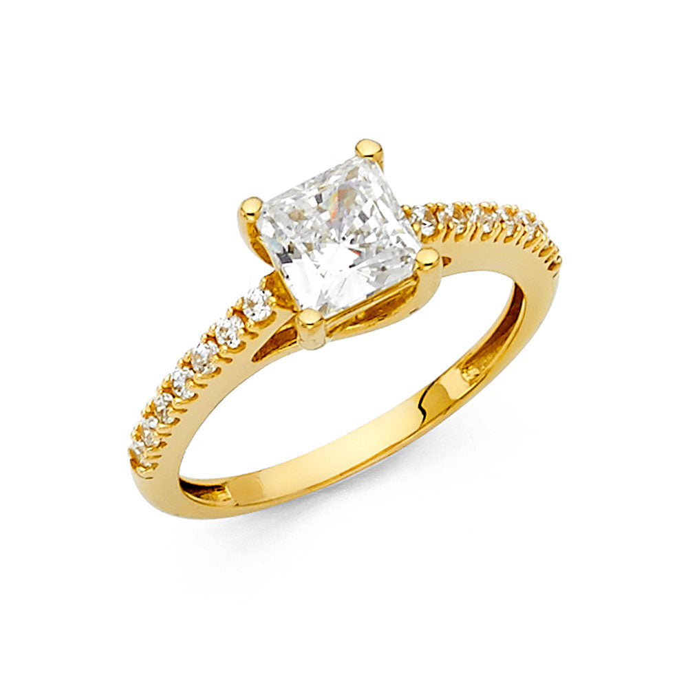 14K Squared CZ Engagement Ring