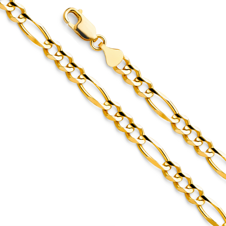 14K Figaro Bracelet - 6mm