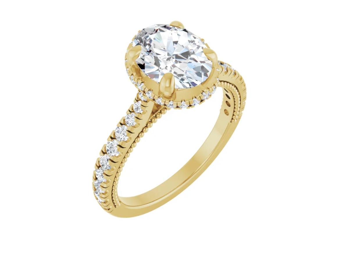 Oval Milgrain set Engagement ring