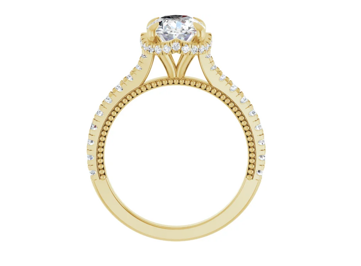 Oval Milgrain set Engagement ring
