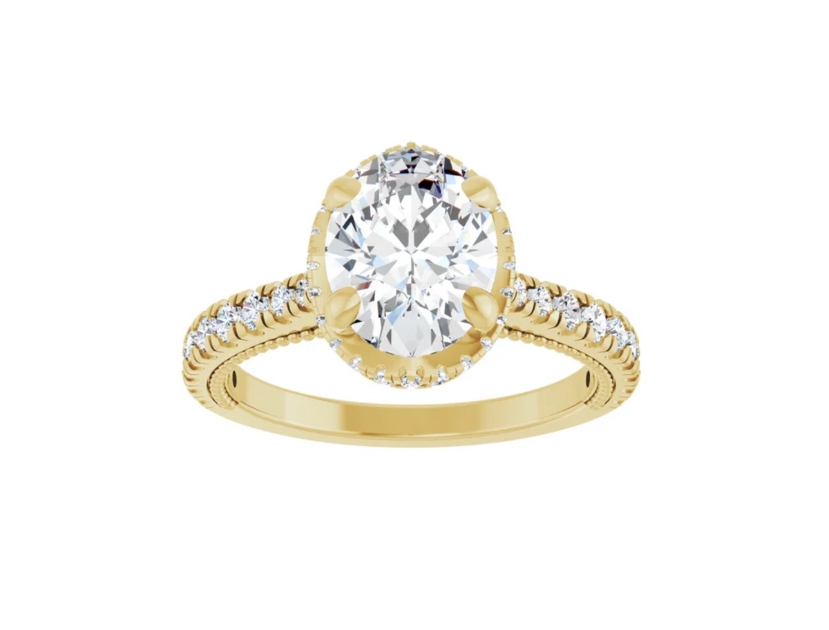 Oval Milgrain set Engagement ring