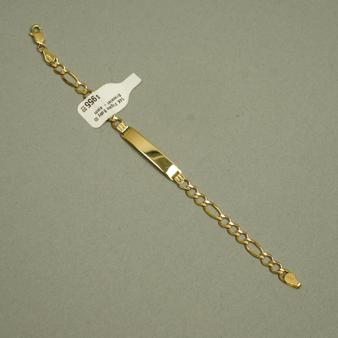 14K Figaro Baby ID Bracelet - 4mm