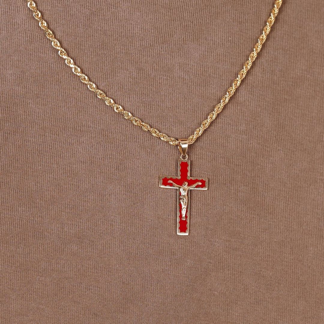 14K Enamel Crucifix