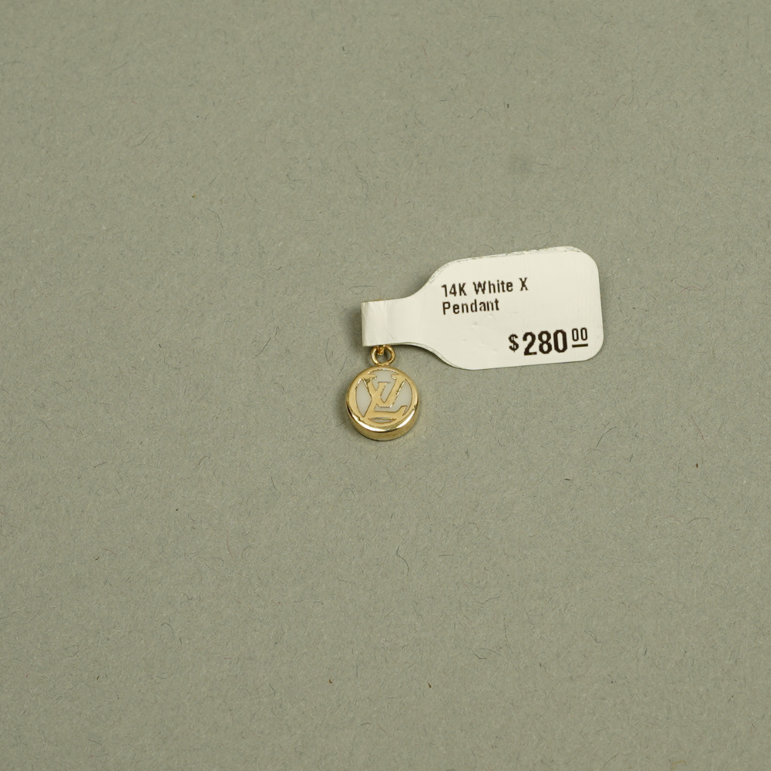 White LV Pendant - 14K