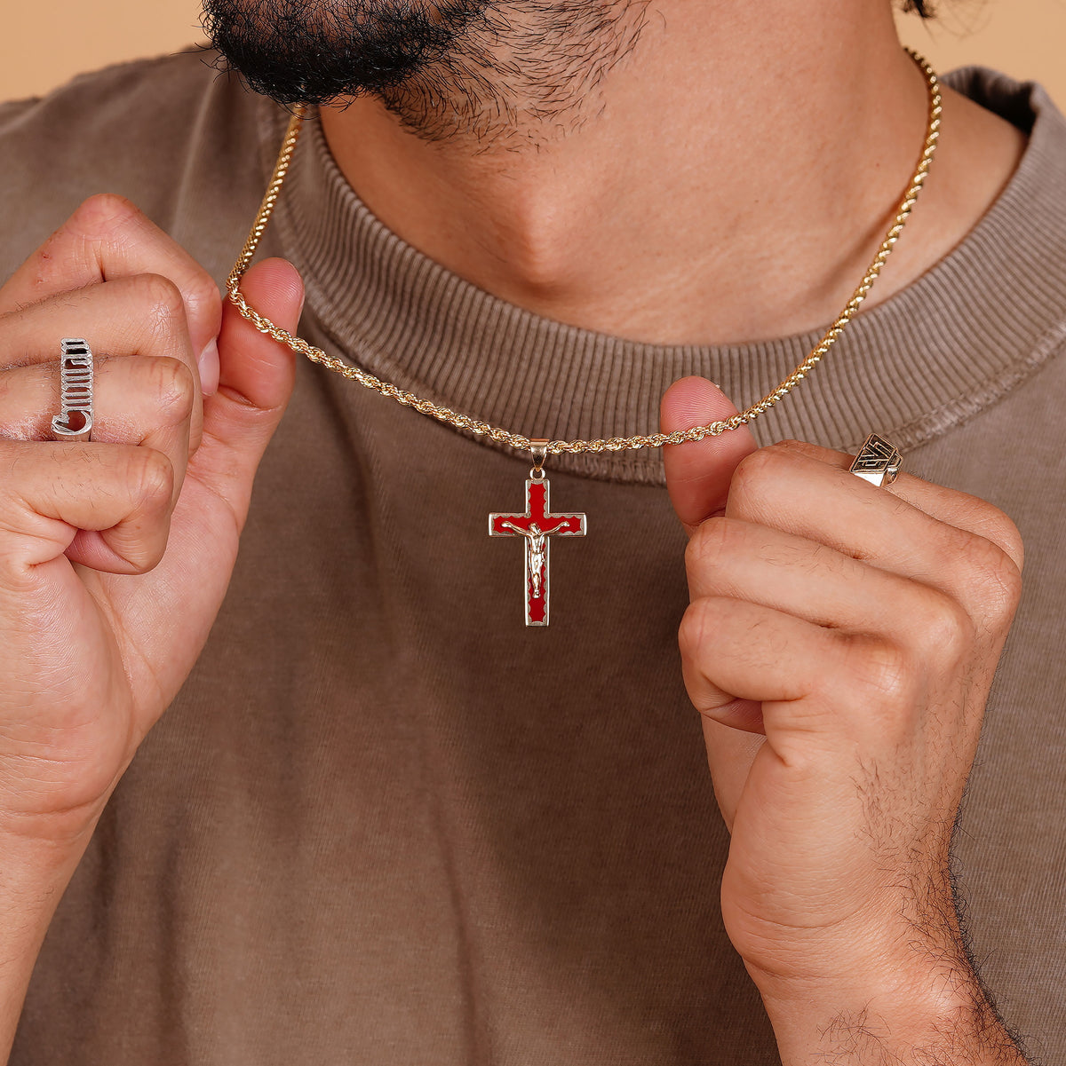 14K Enamel Crucifix