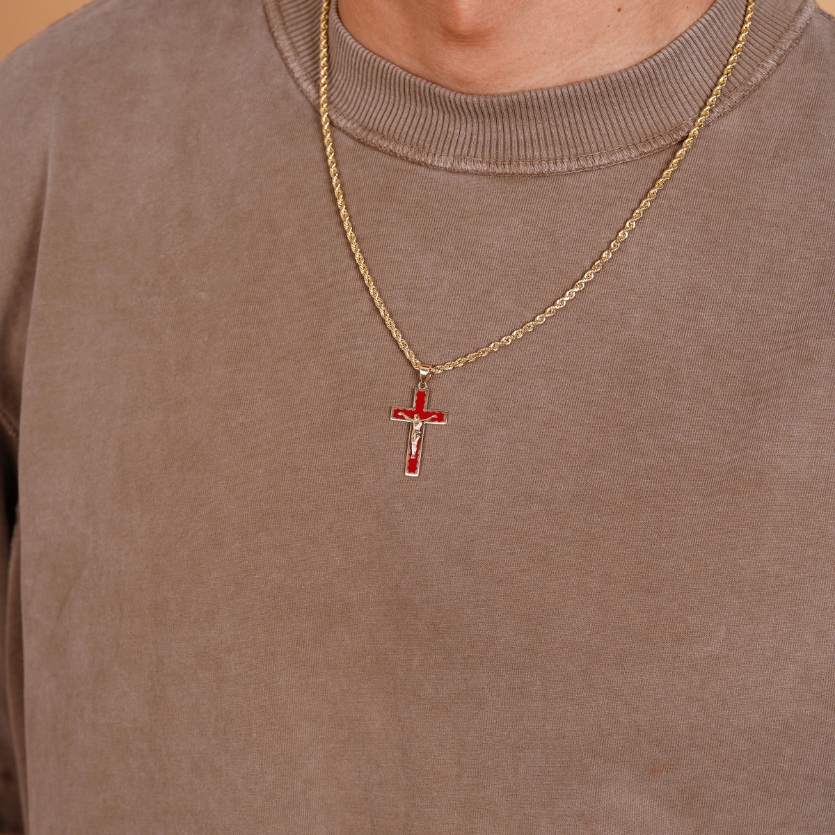 14K Enamel Crucifix