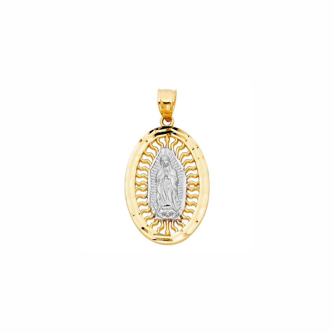 14K Oval Virgin Mary Pendant