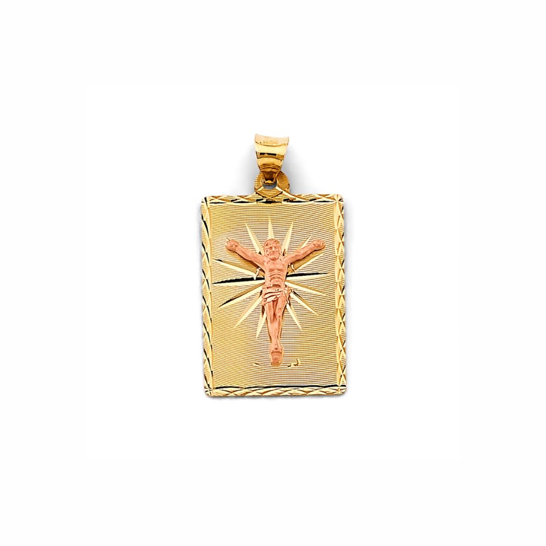 14K Crucifix Tablet Pendant