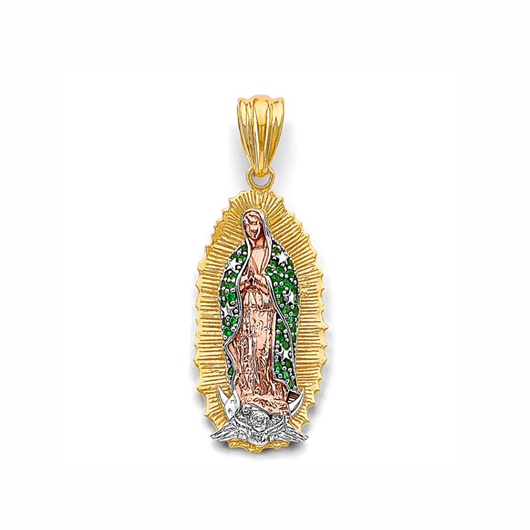 14K Medium CZ Guadalupe Pendant