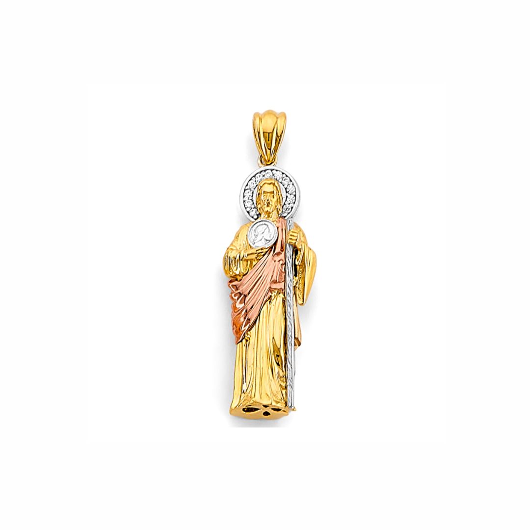 14K Small 3-Tone St.Jude 3D Pendant