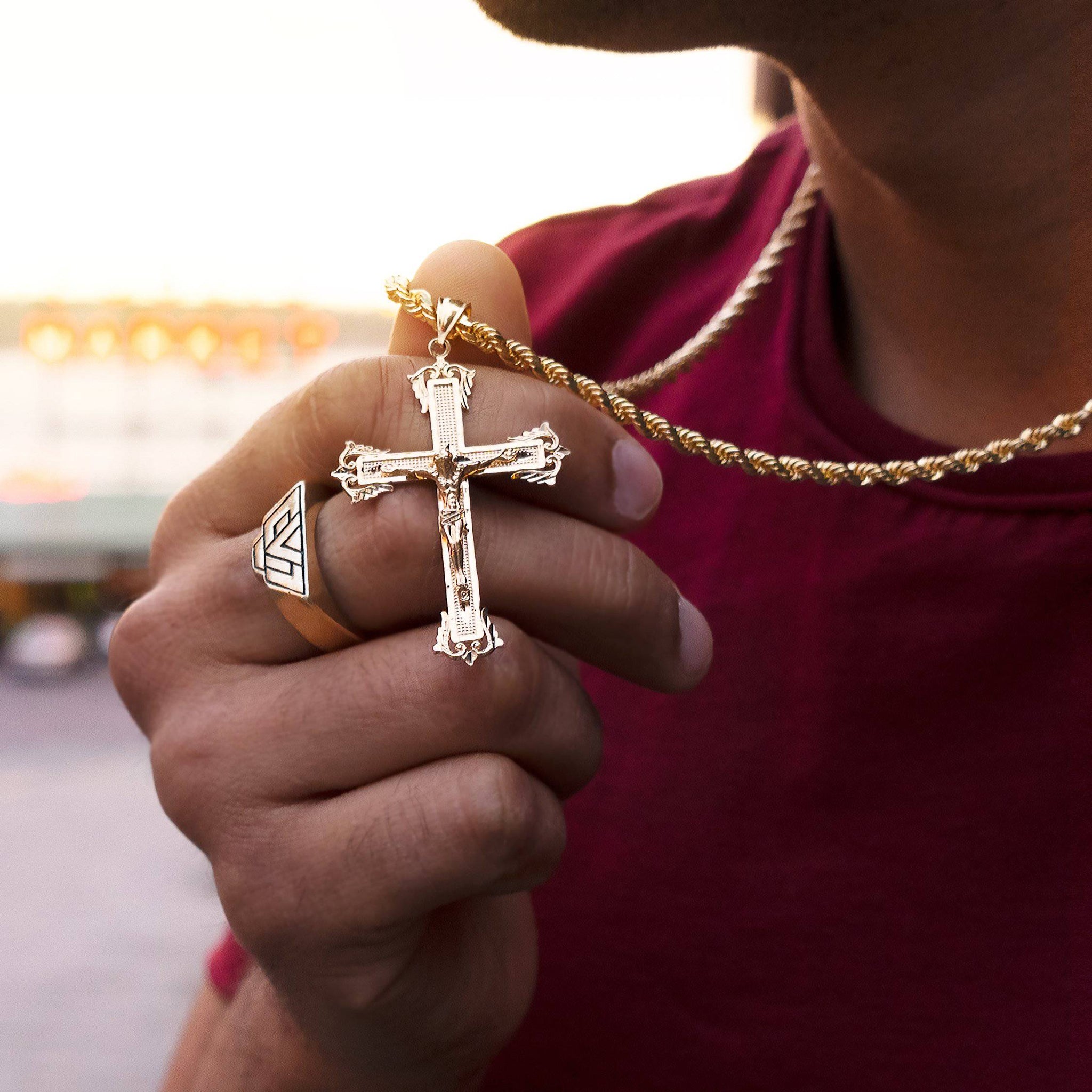 Small Gold Cross - 14-Karat Yellow Gold Cross Necklace: The King's Cro