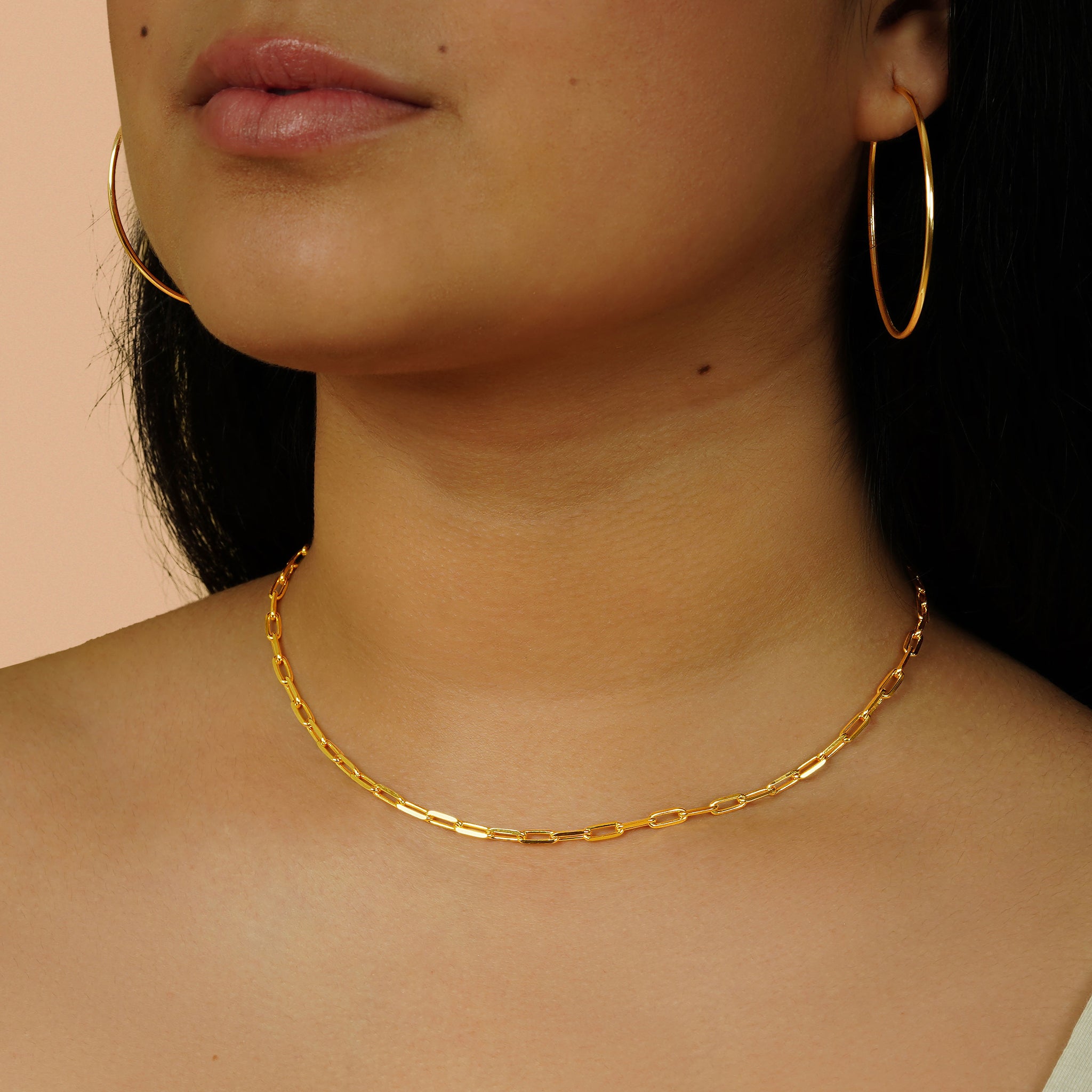2 Strand, Matte Gold Satellite Chain, Shiny Gold Chunky Paperclip Chain  Necklace