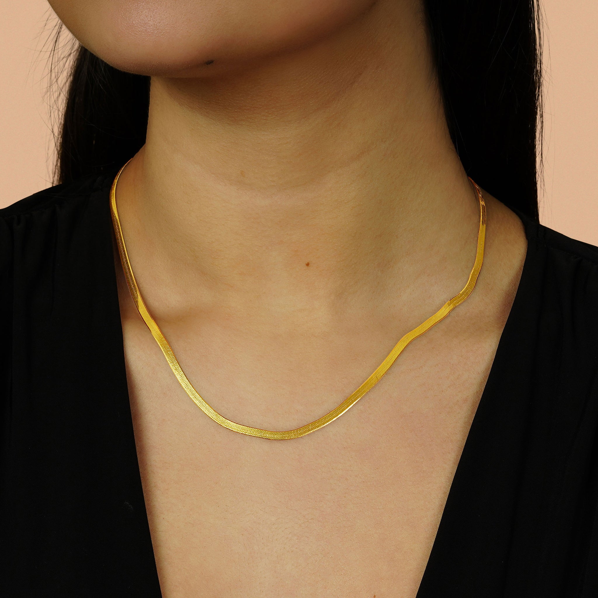 Lera Herringbone Chain Gold Necklace | Gold necklace, Necklace, Chain